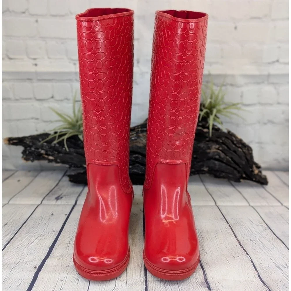 COACH Signature Logo Lace-Up Rain Boots